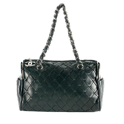 Chanel Woven Leather Satchel Handbag