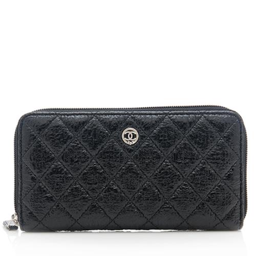 Chanel Glazed Leather Zip Long Wallet
