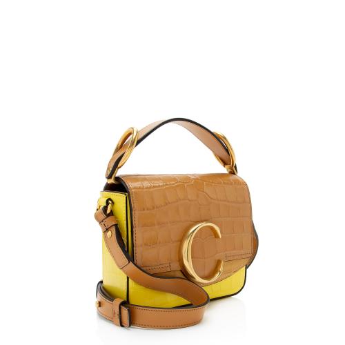 Chloe Croc Embossed Calfskin C Mini Shoulder Bag