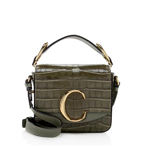 Chloe Croc Embossed C Mini Top Handle Bag