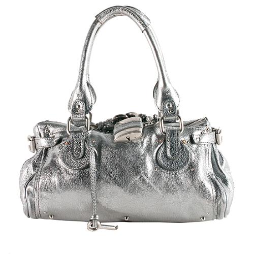 Chloe Metallic Leather Paddington Satchel Handbag