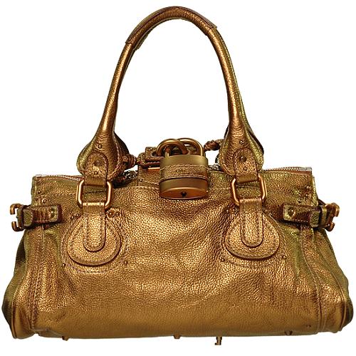 Chloe Paddington Metallic Gold Satchel Handbag
