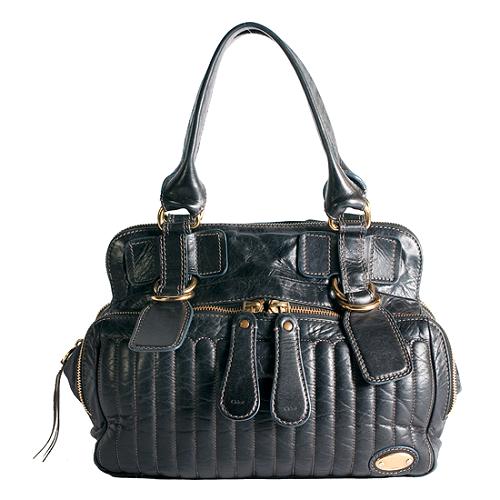 Chloe Quilted Leather Bay Medium Satchel Handbag