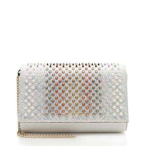 Christian Louboutin Leather Brocade Multimetal Studded Paloma Chain Clutch