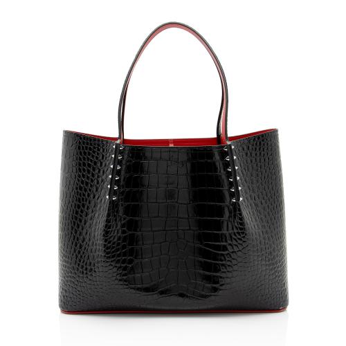 Christian Louboutin Shiny Croc Embossed Leather Cabarock Small Tote