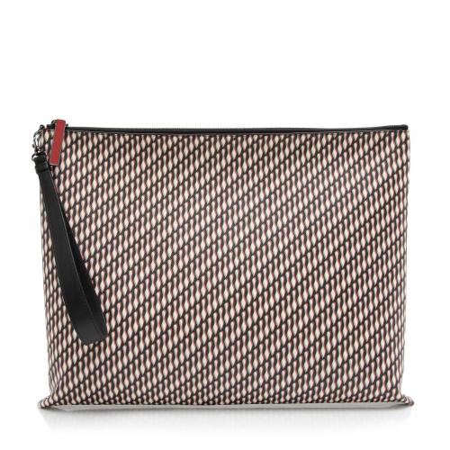 Christian Louboutin Leather Coated Canvas Logo Print Peter Medium Pouch