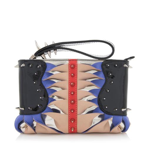 Christian Louboutin Leather Pleated Spiked Clutch