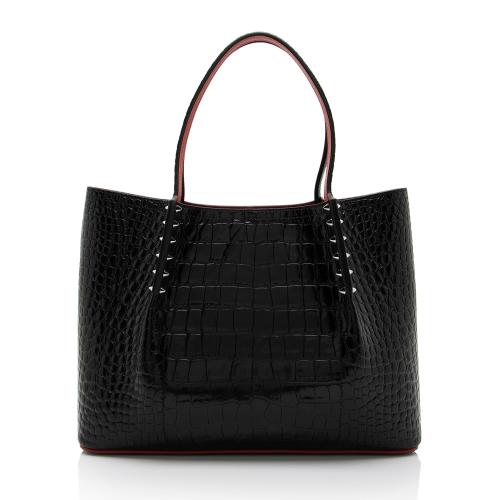 Christian Louboutin Shiny Croc Embossed Leather Cabarock Small Tote