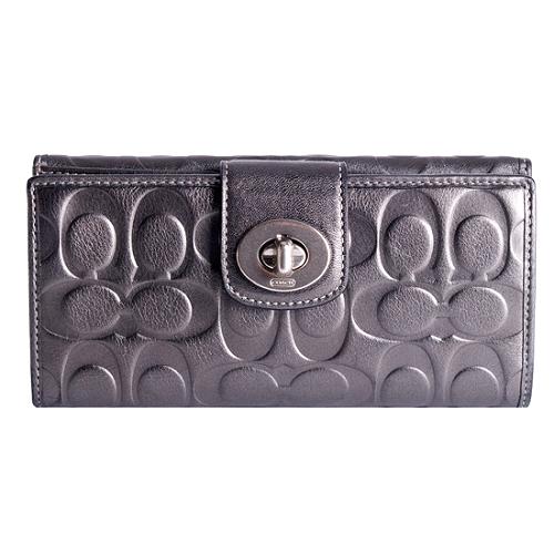 Coach Embossed Signature Leather Wallet 
