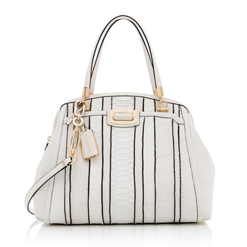 Coach Embossed Striped Leather Madison Dome Satchel