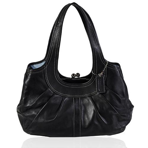 Coach Ergo Leather Pleated Frame Satchel Handbag