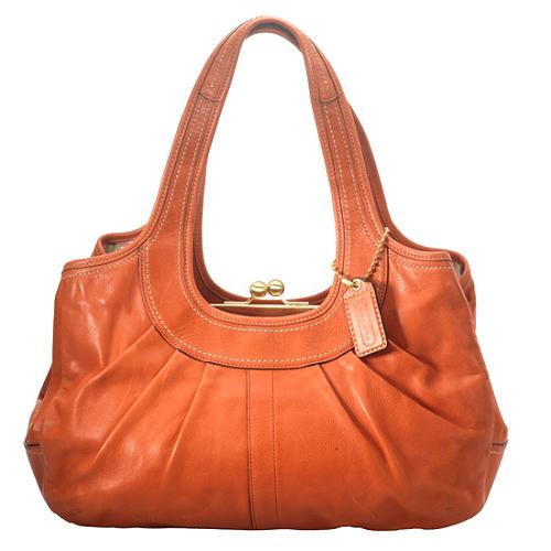 Coach Ergo Leather Pleated Framed Satchel Handbag