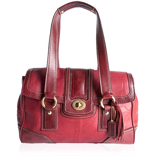 Coach Hamilton Leather Signature Flap Satchel Handbag 