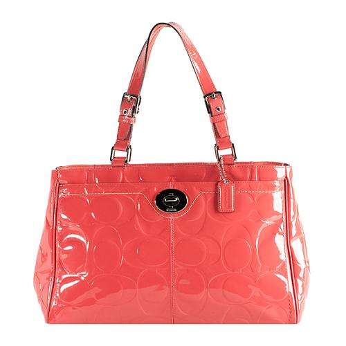 Coach Hamptons Signature Embossed Patent Leather Tote