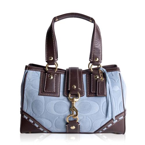 Coach Hamptons Signature Embossed Suede Carryall Tote