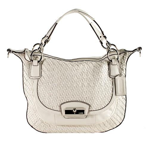 Coach Kristin Woven Leather Round Satchel Handbag