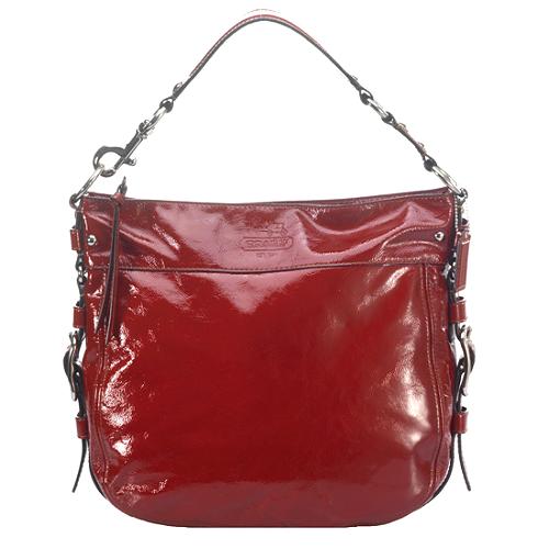 Coach Large Patent Leather Zoe Hobo Handbag