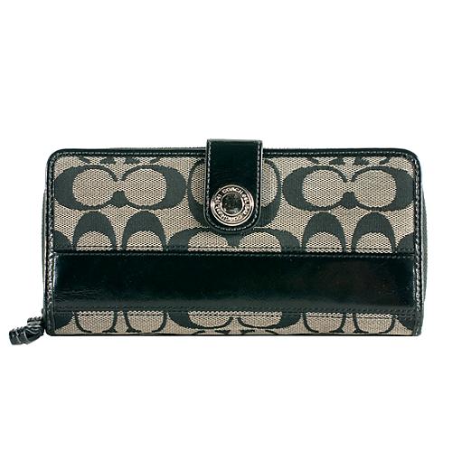 Coach Legacy Signature Stripe Zip Around Wallet