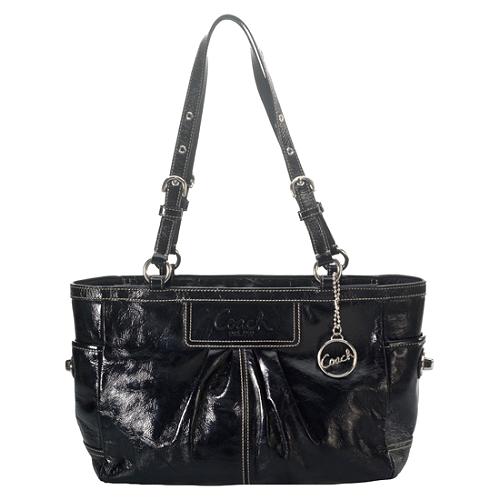 Coach Pleated Patent Leather East/West Gallery Tote