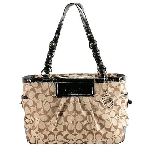 Coach Pleated Signature Gallery East/West Tote