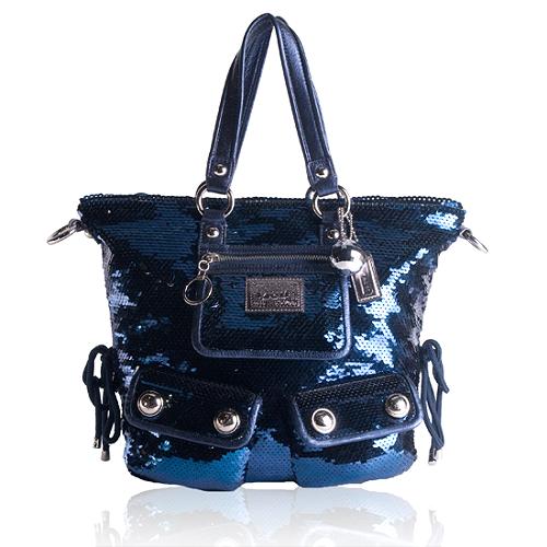 COACH POPPY SPOTLIGHT Limited Edition Graphite Sequin Bag, Medium EUC  $155.00 - PicClick