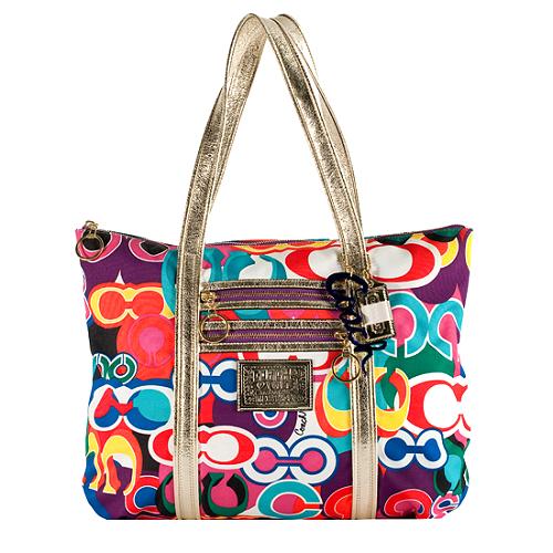 Coach Poppy 'Pop' Signature Glam Shopper Tote