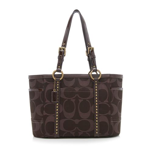 Coach Signature Sateen Studded Lurex Gallery Tote