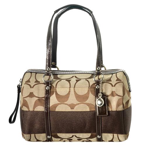 Coach Signature Stripe Satchel Handbag