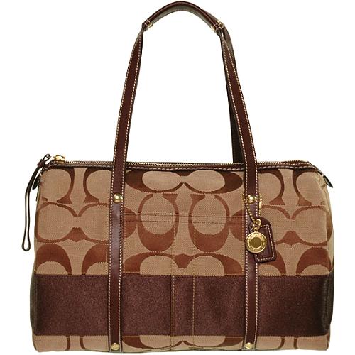 Coach Signature Stripe Satchel Handbag