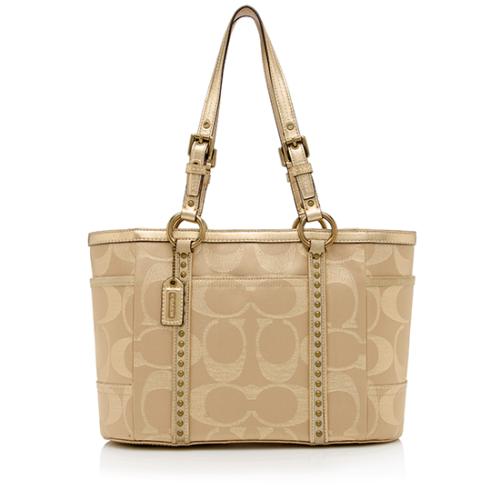 Coach Signature Sateen Studded Lurex Gallery Tote