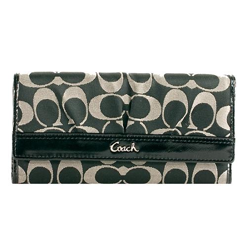 Coach Soho Signature Pleated Checkbook Wallet