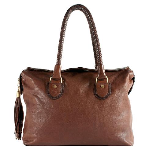 Cole Haan Leather Saddle Box Satchel Handbag