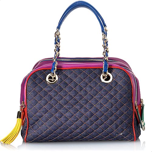 D&G Lily 5-Zip Denim Satchel Handbag