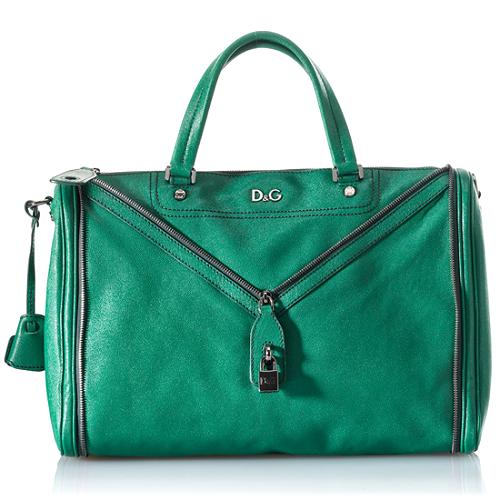 D&G Polished Calfskin Large Vilma Satchel Handbag