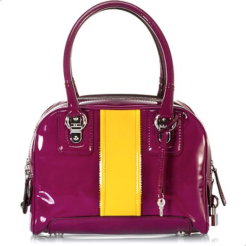 D&G Romantico 'Lily Stripe' Patent Leather 3-Zip Satchel Handbag