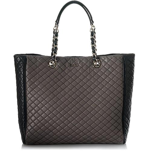 D&G Two-Tone Quilted Calfskin Medium Lily Glam Tote
