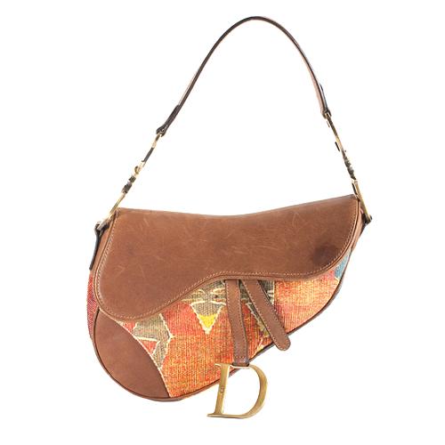 Christian Dior Jacquard Tribal Saddle Shoulder Bag