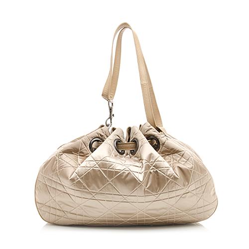Dior Metallic Satin Drawstring Large Bucket Bag