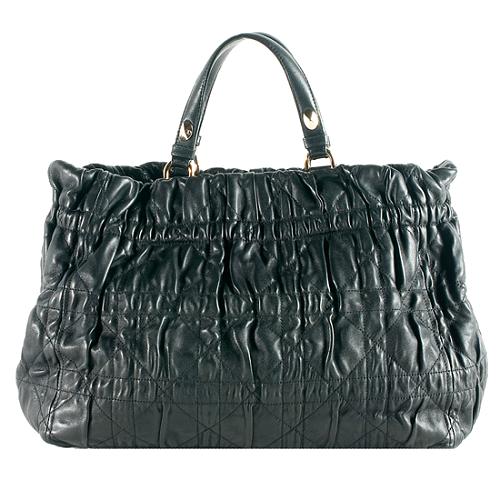 Dior Cannage Quilted Gathered Leather Delidior Tote