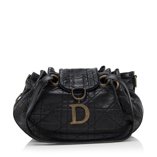 Dior Leather Drawstring Flap Bag