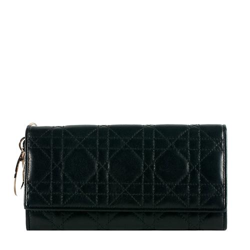 Dior Cannage Quilted Leather Lady Dior Continental Wallet