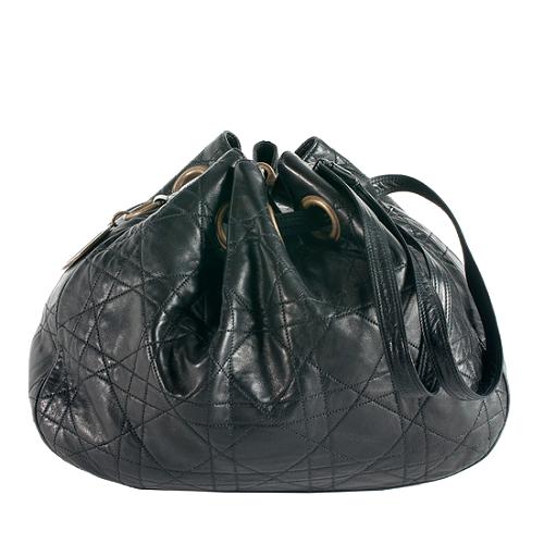 Dior Leather Lady Drawstring Large Bucket Bag