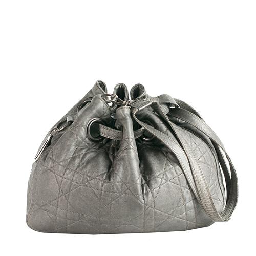 Dior Metallic Leather Drawstring Large Bucket Bag