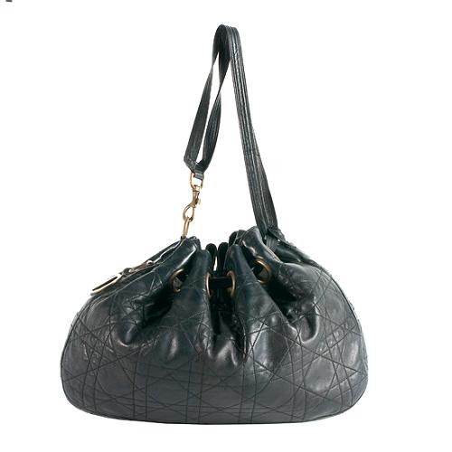 Dior Leather Drawstring Large Bucket Bag