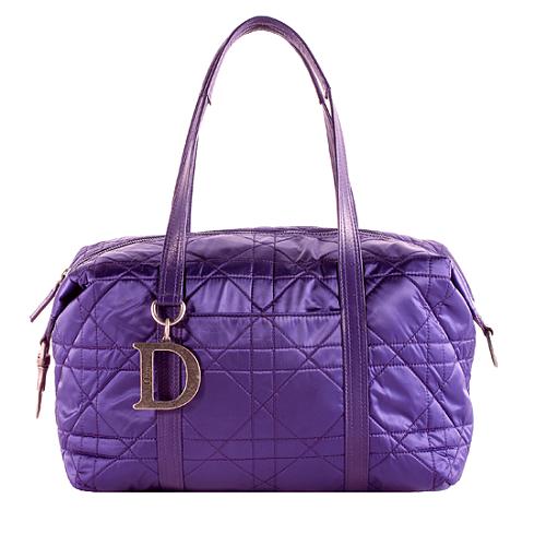 Dior Cannage Quilted Nylon Polochon Medium Satchel Handbag