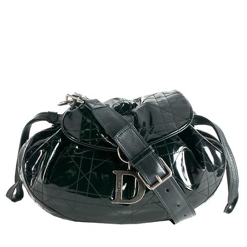 Dior Patent Leather Drawstring Flap Bag