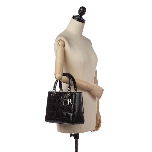 Dior Cannage Stitch Lady Dior Patent Leather Handbag
