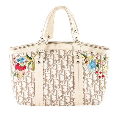 Dior Coated Canvas Vintage Flowers Embroidered Tote
