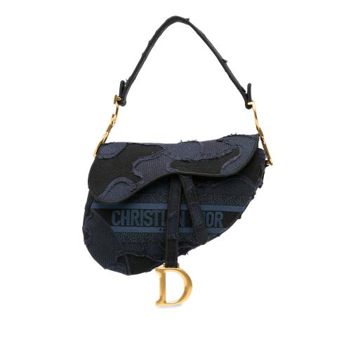 Dior Embroidered Canvas Camouflage Saddle