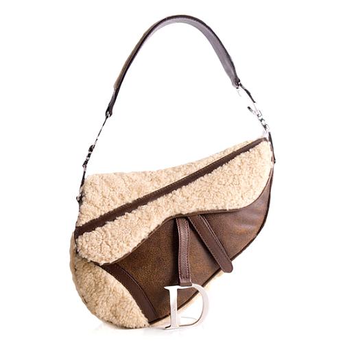 Dior Flight Shearling Saddle Shoulder Handbag